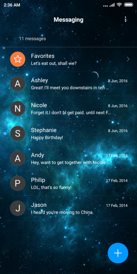 Blue space screenshot