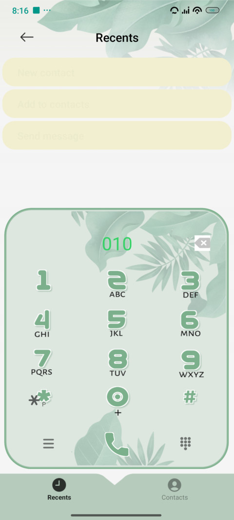 Light green screenshot