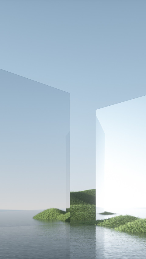 The serene scene of mountains and still waters screenshot