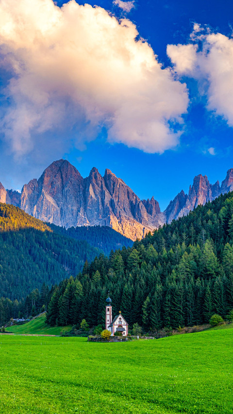 Beautiful landscape with Italian Alps and Church screenshot