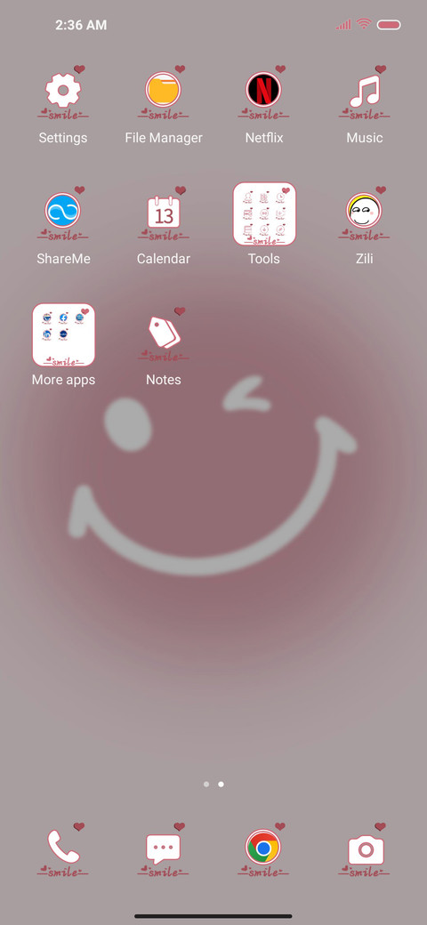 Pink smiling face screenshot