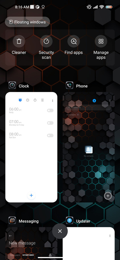 Honeycomb space screenshot
