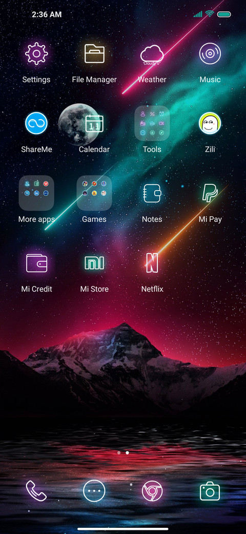 Starry sky screenshot