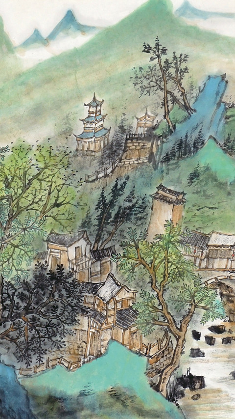 青绿重彩写江山 screenshot