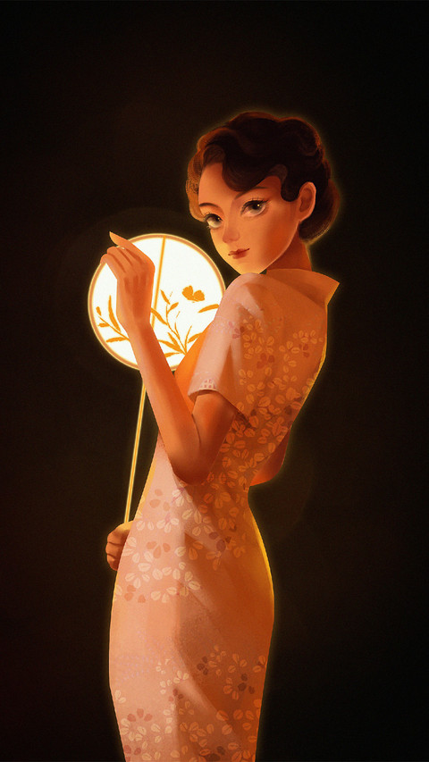 Beautiful Woman Holding A Fan screenshot