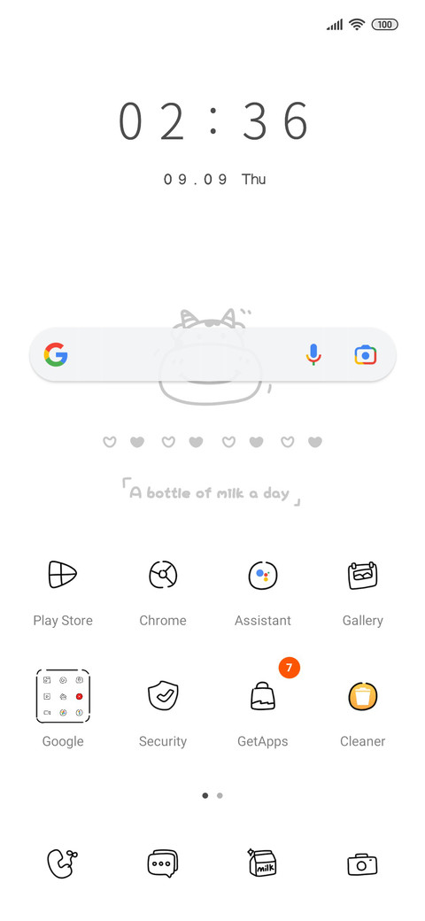 Milk calendar screenshot