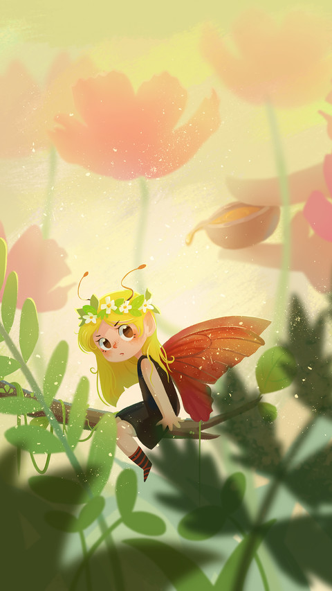 A Little Butterfly Girl Sat among the Flowers screenshot