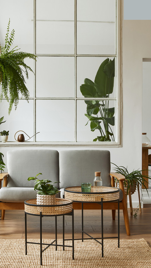 Living Room with Design Grey Sofa, Armchair and Coffee Table screenshot