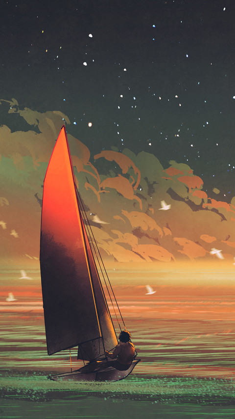 Sailboat in The Sea with The Evening Sunlight screenshot