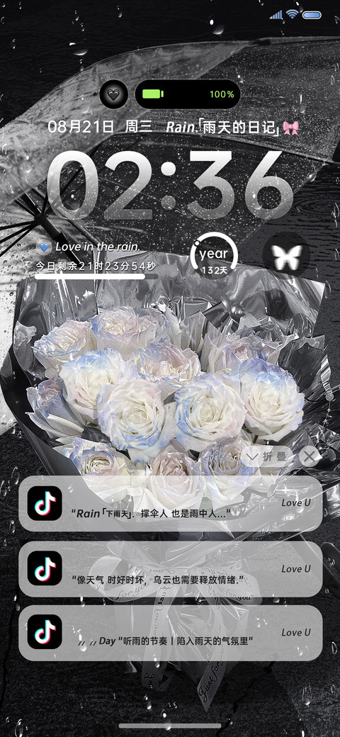 雨天玫瑰氛围感 screenshot