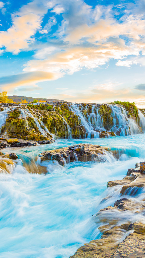 Incredible summer sunrise on Bruarfoss Waterfall screenshot