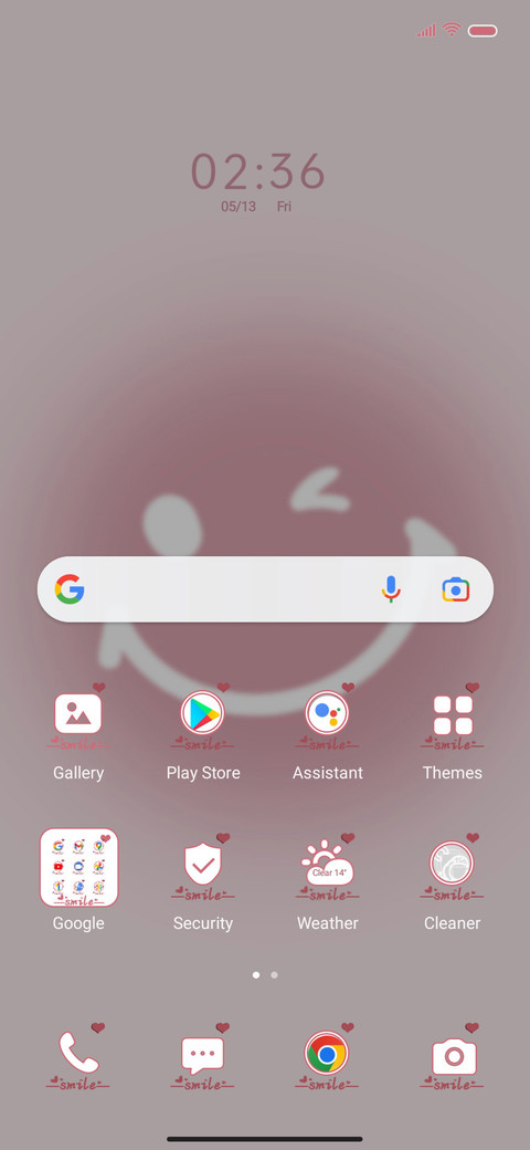 Pink smiling face screenshot