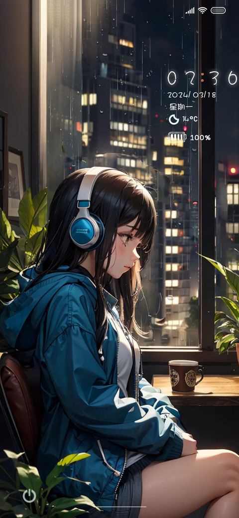 带耳机的少女 screenshot