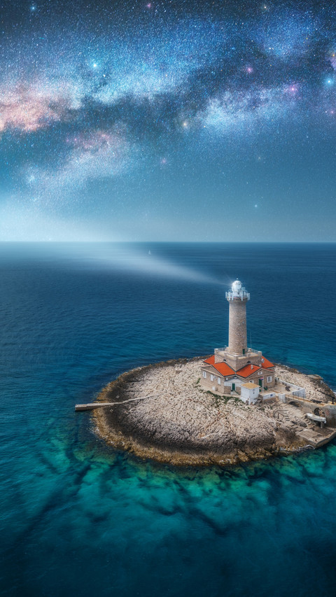 Lighthouse in the Night, Guiding Vessels with Its Beam screenshot