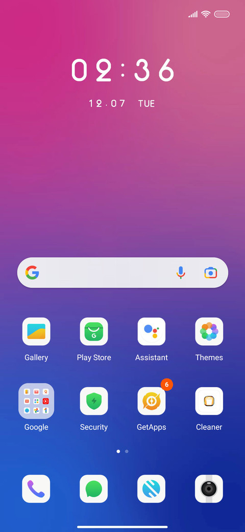 Gradient color screenshot