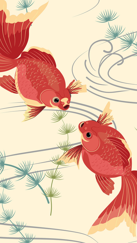 锦鲤插画-拍信图库 screenshot