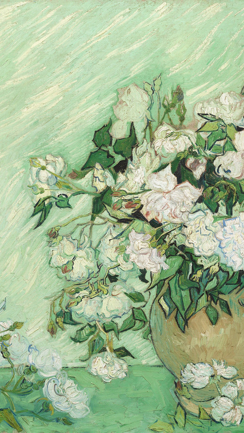 Roses, by Van Gogh, Dutch Post-impressionist Painting screenshot