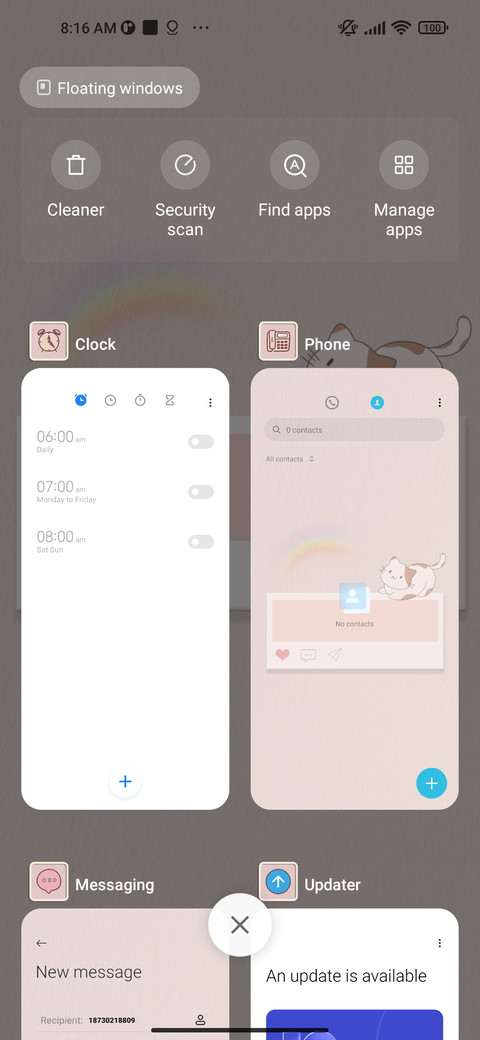Warm message screenshot