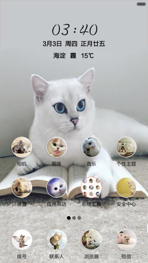 可爱猫咪（音乐锁屏+全图标） screenshot