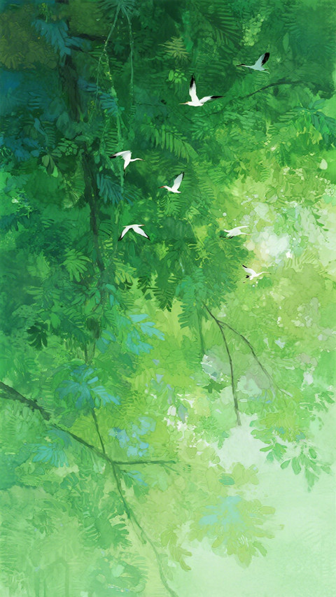 绿色国风绘画-锐景创意 screenshot