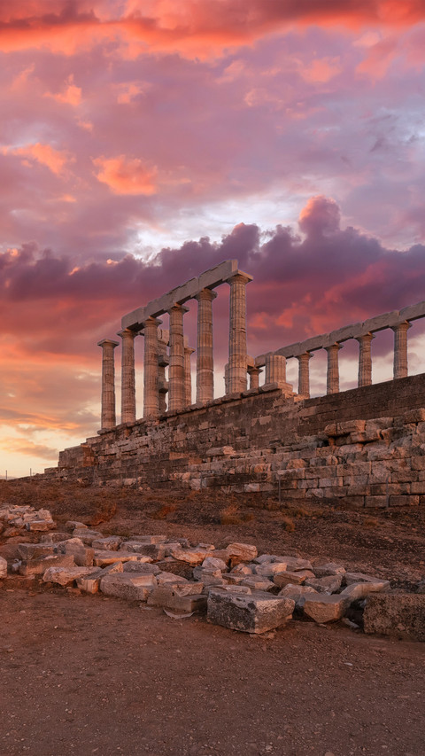 The temple of poseidon in the afterglow screenshot