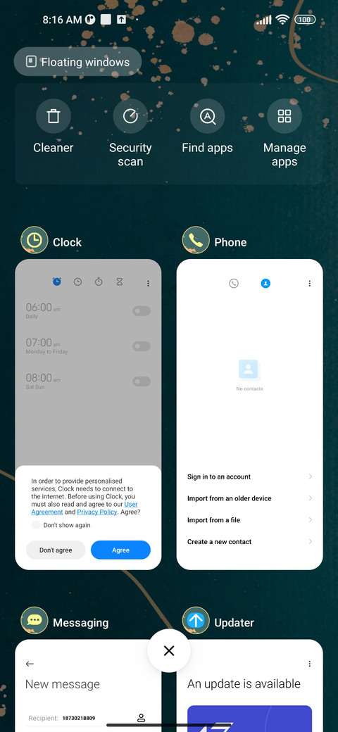 minimal blue screenshot
