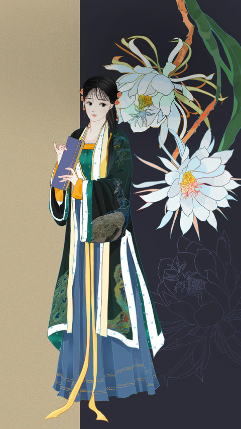 A Girl in Classic Dress With A Book in Her Hand screenshot