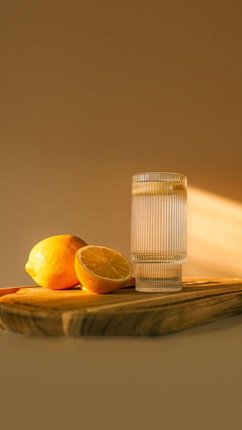 Glass of water with lemon, good morning concept screenshot