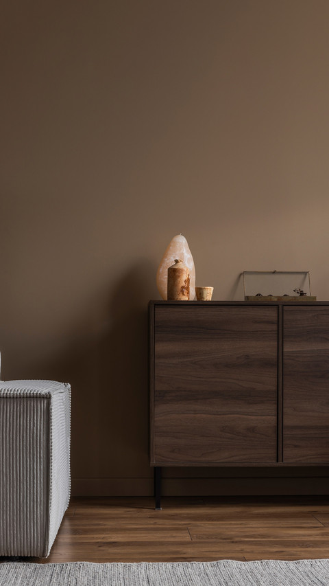 Aesthetic composition of wabi sabi living room screenshot