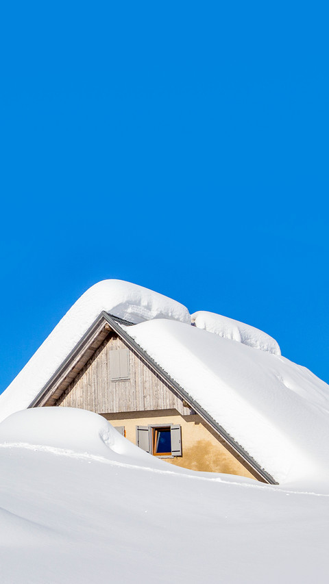 Winter landscape with tiny wooden house in Julian Alps screenshot