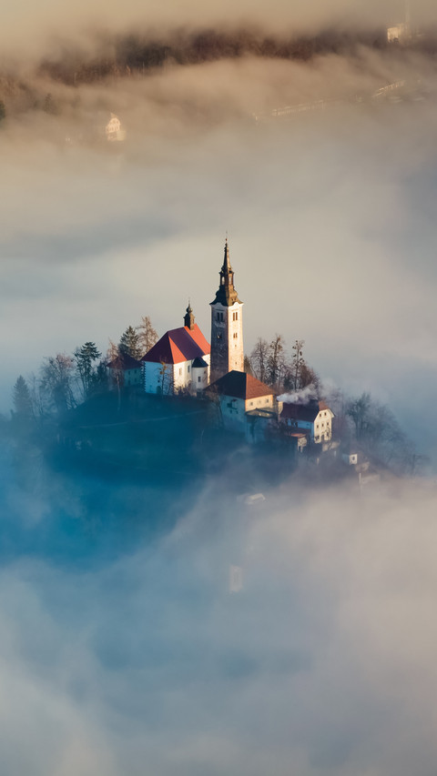 Church in Mountain's Embrace, Morning Mist Adds Mystique screenshot