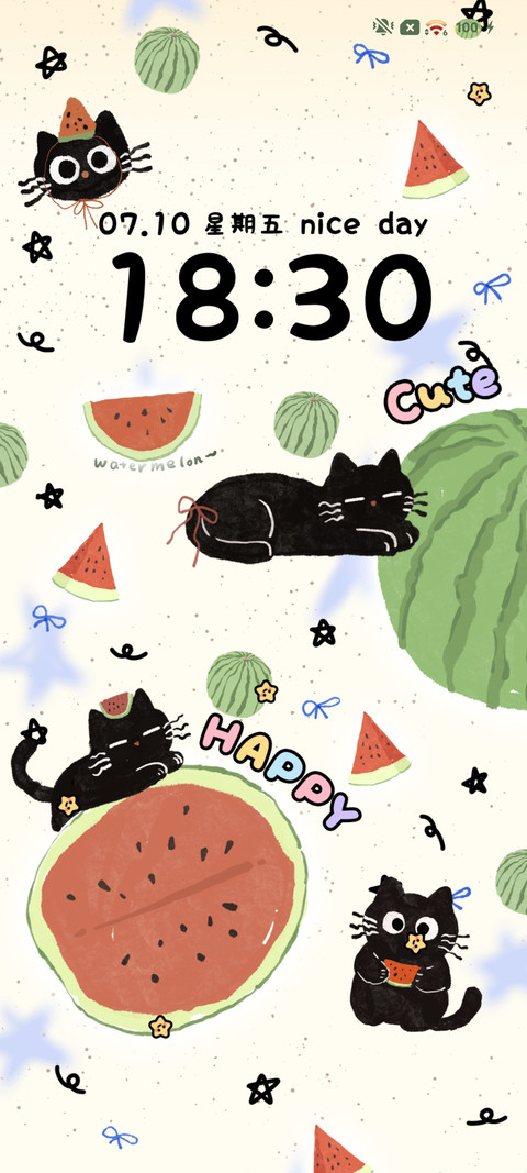 可爱西瓜小黑猫 screenshot