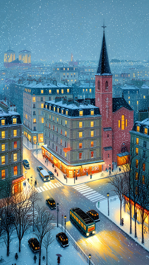冬夜街景绘 screenshot