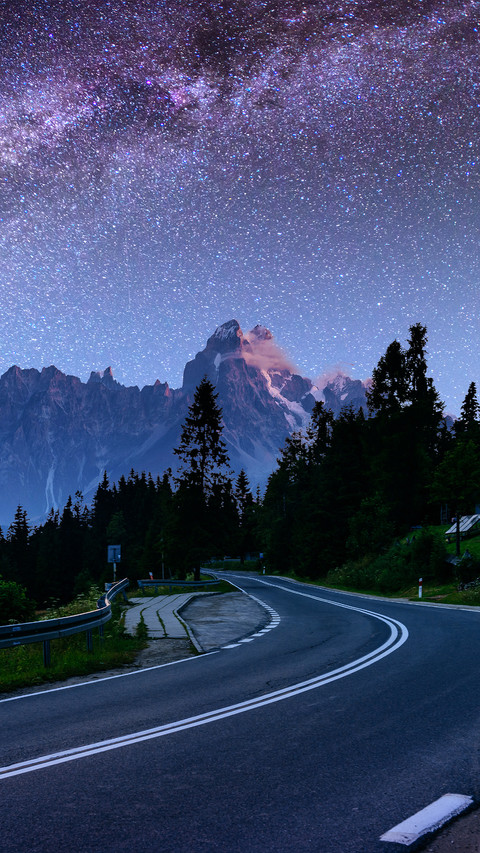 Road And Forest Under The Stars screenshot