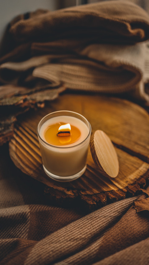 Burning candle in home interior screenshot