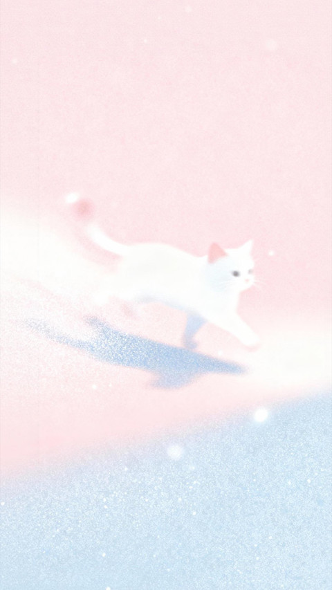粉蓝渐变里的猫影微光 screenshot