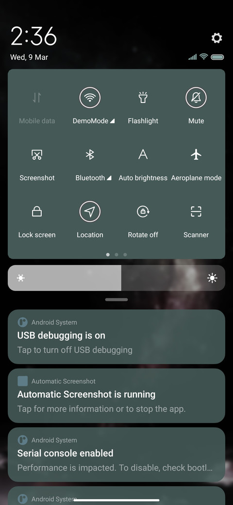 Simple starry sky screenshot