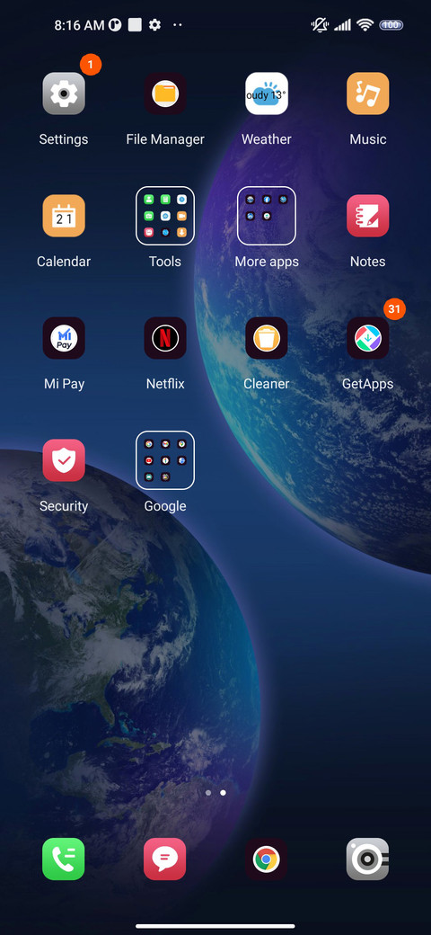 Icon interaction screenshot