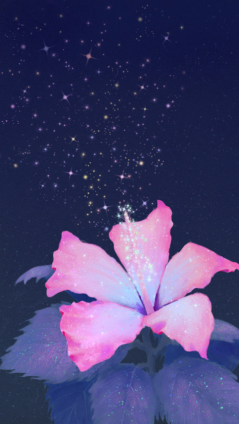 Hibiscus and Hibiscus Are Blooming at Night screenshot
