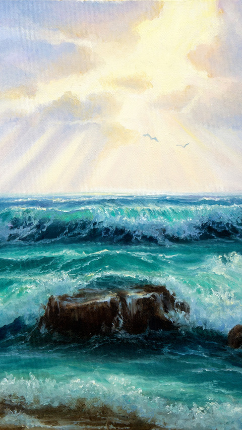 Wave Art Oil Painting screenshot