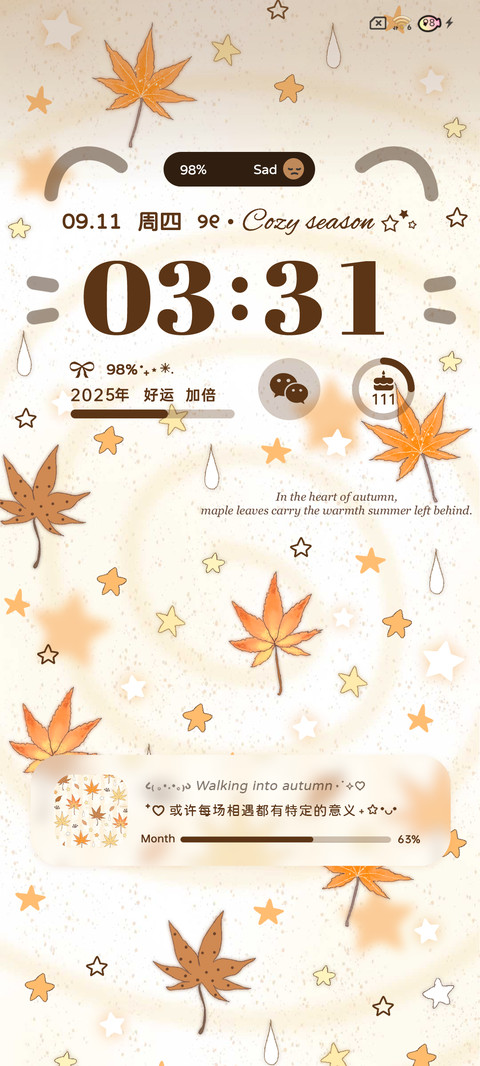 简约朦胧枫叶星星海 screenshot
