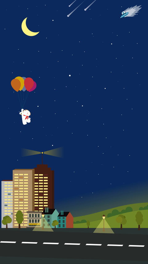 city night with flying bunny screenshot