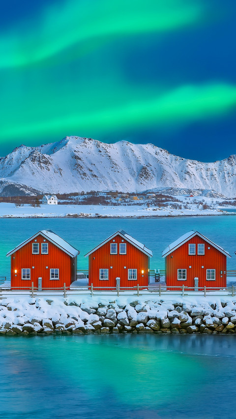 Amazing scenery with traditional red wooden houses screenshot