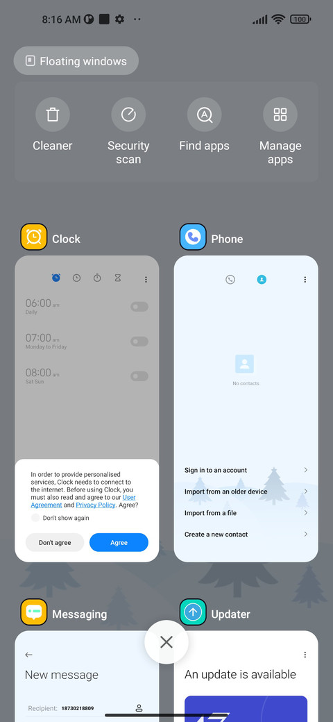 Classic light blue screenshot