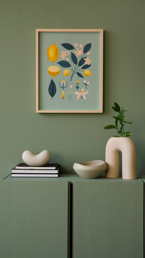 Modern Harmony, Green Cabinet and Abstract Artwork screenshot
