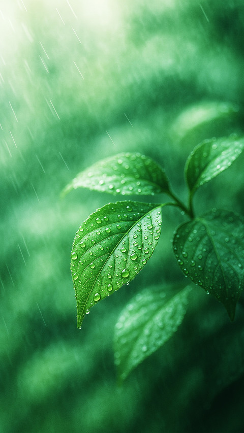 Green leaves in the grain rain screenshot