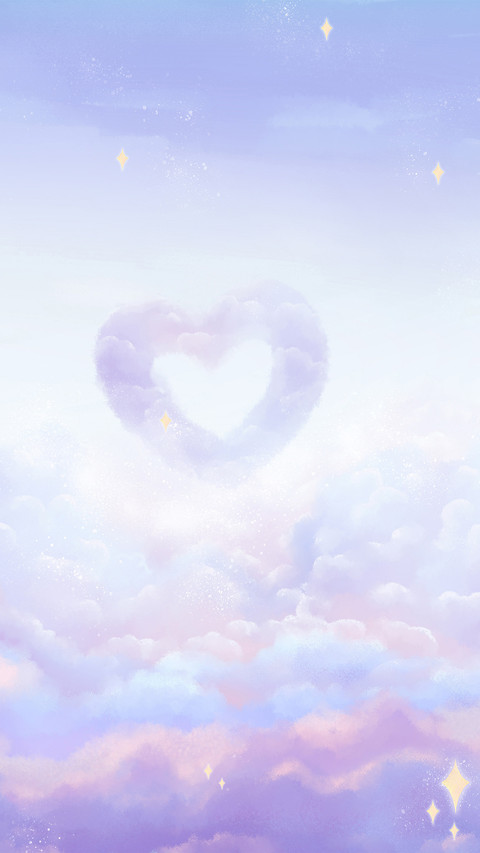 The sky is blue and purple with love clouds screenshot