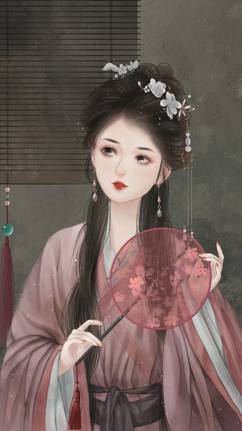The Girl in The Classic Clothes is Holding The Fan screenshot