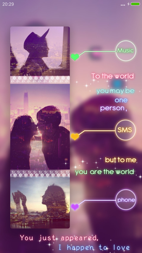 不言语却知心（iOS7密码+快捷APP+音乐+自定义文字+自由桌面+图标全覆盖等） screenshot