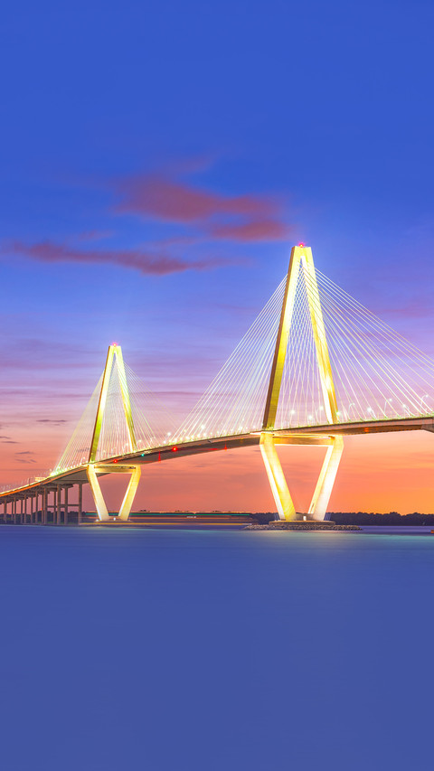 USA at Arthur Ravenel Jr. Bridge at dusk screenshot